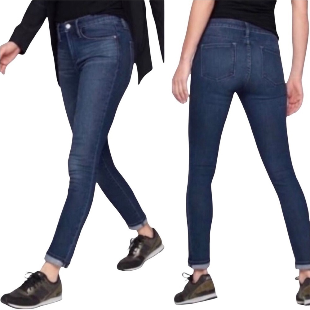 Athleta Sculptek Skinny Jeans Dark Wash Size 4 Style 338322 Raw Hem